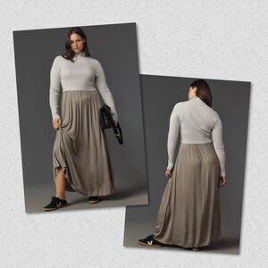 ANTHROPOLOGIE NWT The Thea Twofer Light Gray Ribbed Turtleneck Sweater Dress 1X